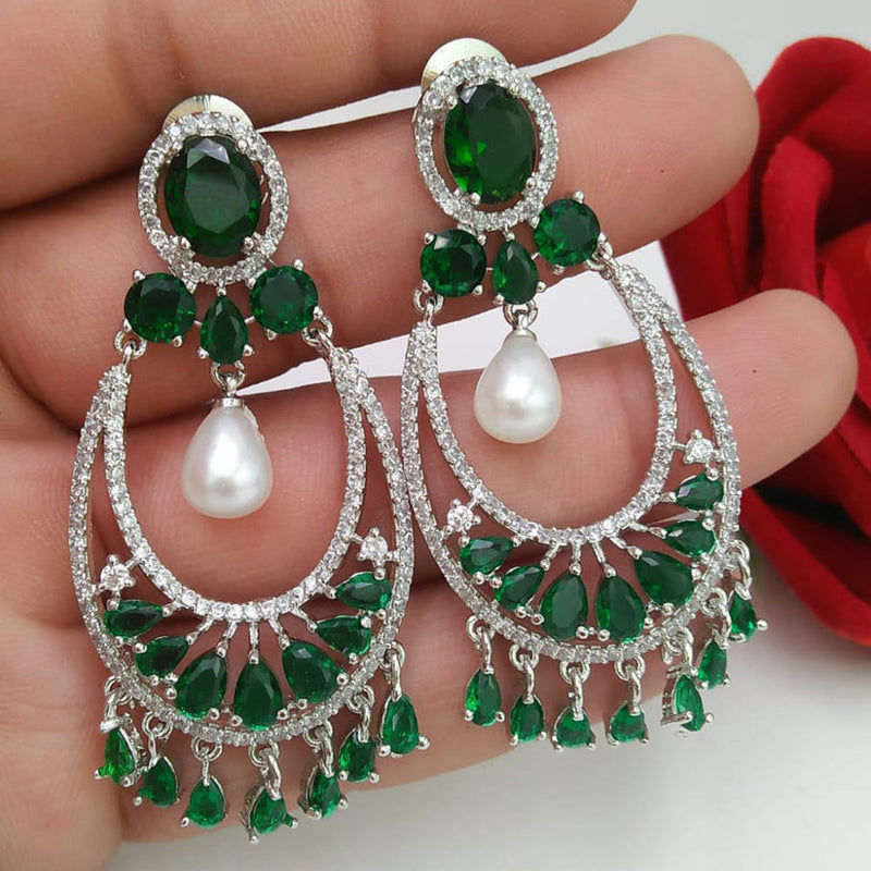 Manisha Jewellery Silver Plated AD Stone Dangler Earrings