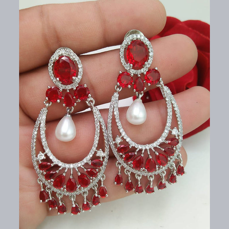 Manisha Jewellery Silver Plated AD Stone Dangler Earrings