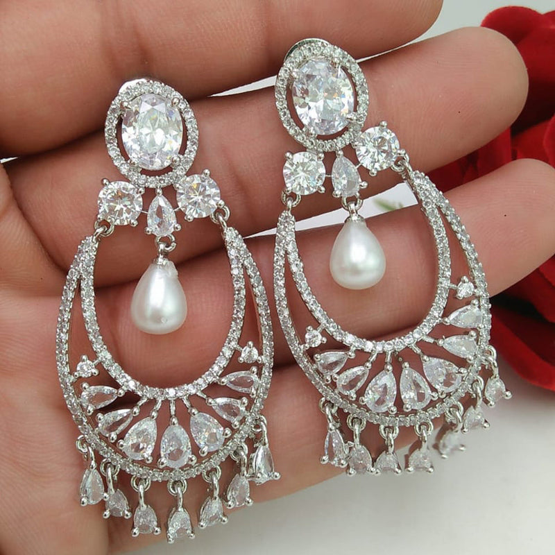 Manisha Jewellery Silver Plated AD Stone Dangler Earrings