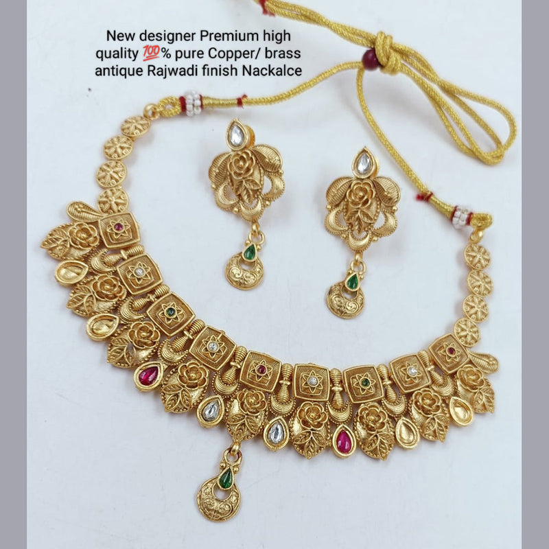 Manisha Jewellery Gold Plated Pota Stone Necklace Set