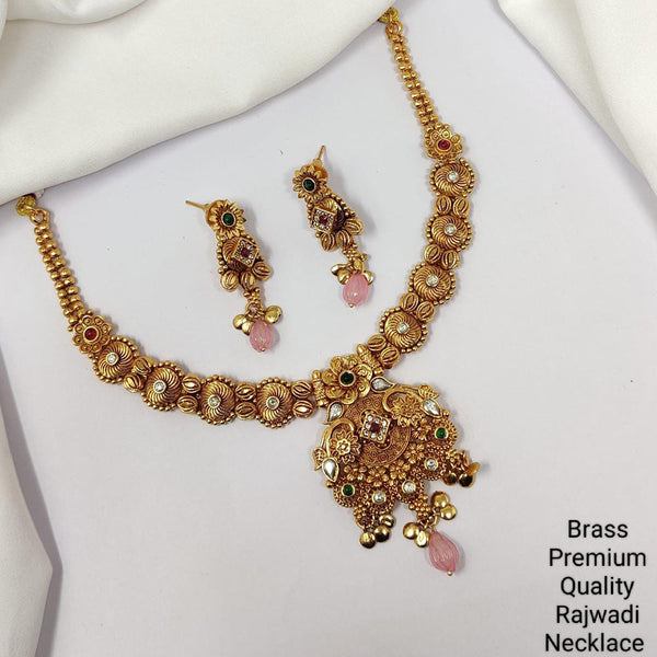 Manisha Jewellery Gold Plated Pota Stone Necklace Set