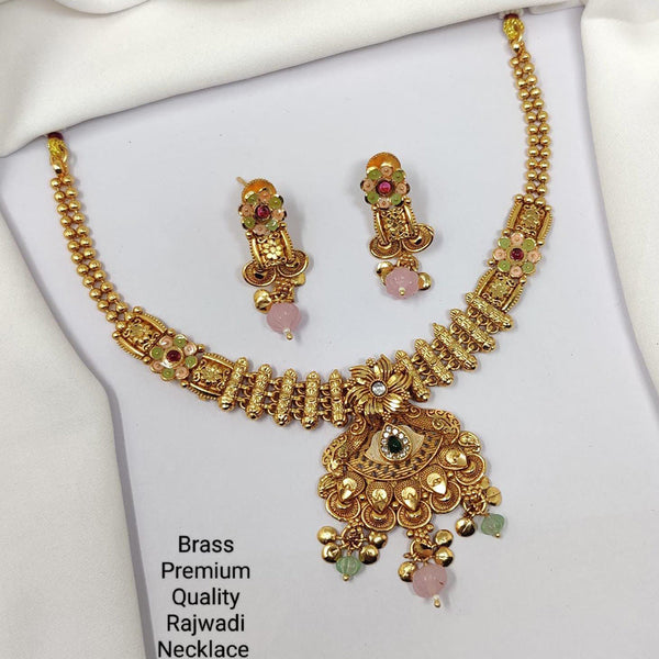 Manisha Jewellery Gold Plated Pota Stone Necklace Set