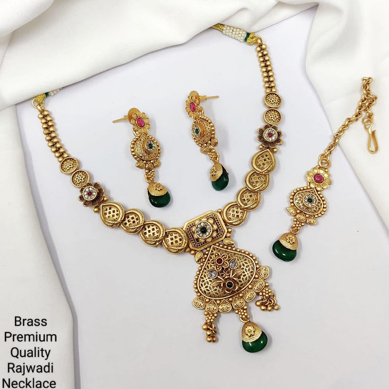 Manisha Jewellery Gold Plated Pota Stone Necklace Set