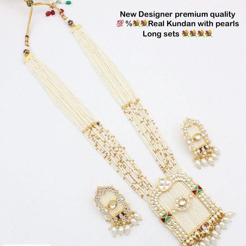 Manisha Jewellery Kundan And Pearls Long Necklace Set