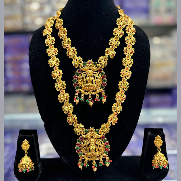 Manisha Jewellery Pota Stone Temple Necklace Set