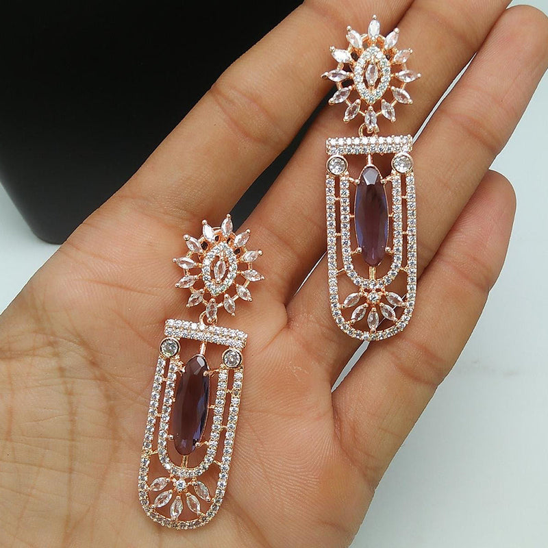 Manisha Jewellery Rose Gold Plated AD Stone Dangler Earrings