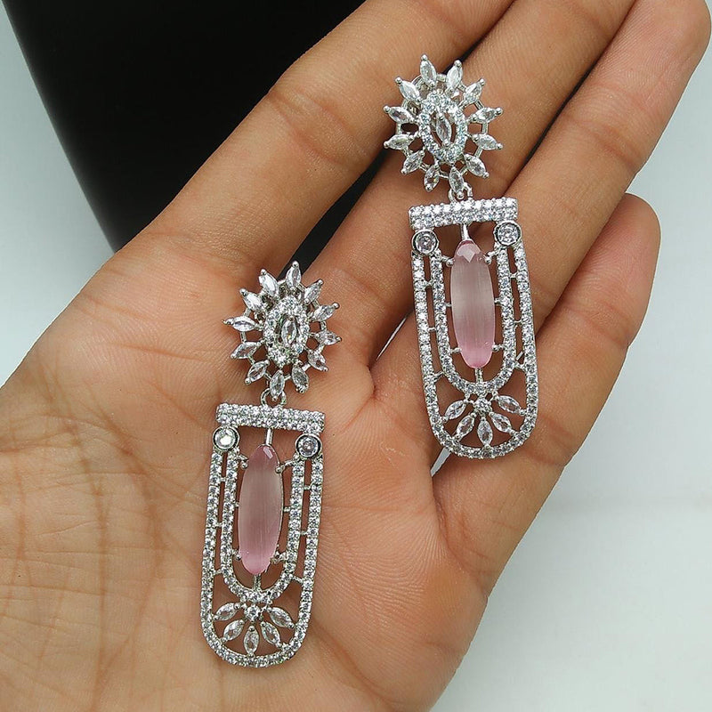 Manisha Jewellery Silver  Plated AD Stone Dangler Earrings