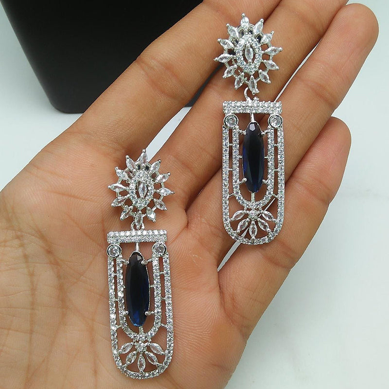 Manisha Jewellery Silver  Plated AD Stone Dangler Earrings