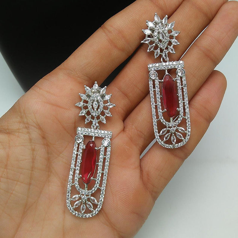 Manisha Jewellery Silver  Plated AD Stone Dangler Earrings