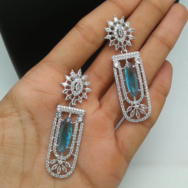 Manisha Jewellery Silver  Plated AD Stone Dangler Earrings