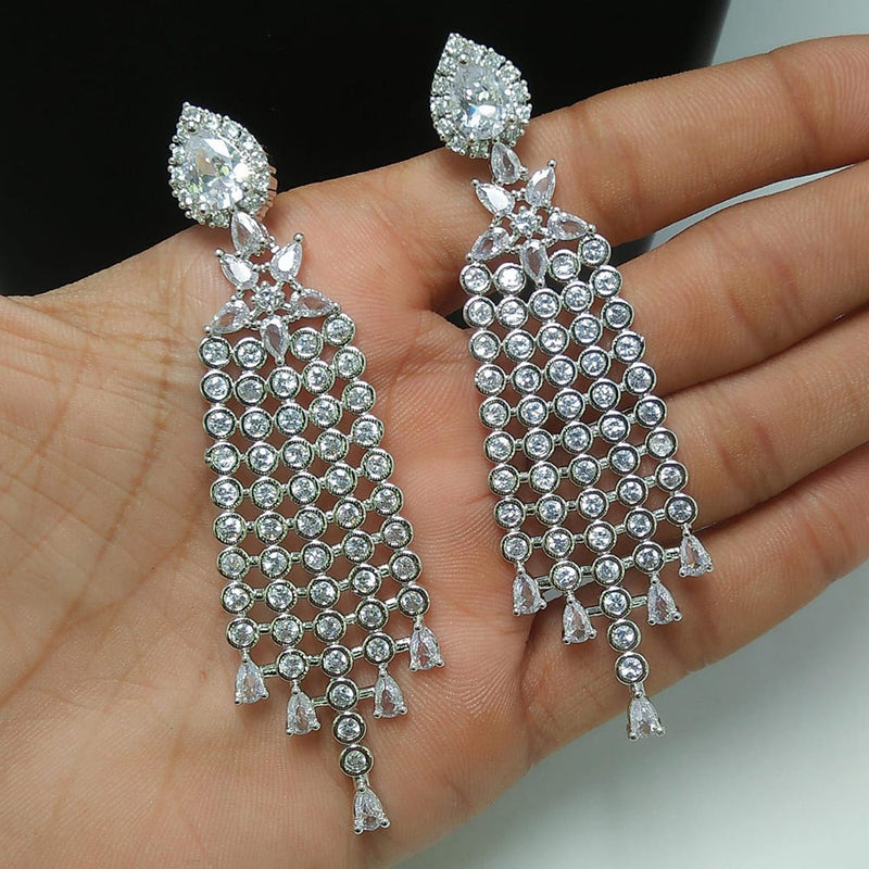 Manisha Jewellery Silver Plated AD Stone Dangler Earrings