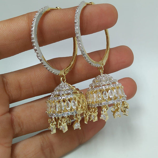 Manisha Jewellery Rose Gold Plated AD Stone Jhumki Earrings