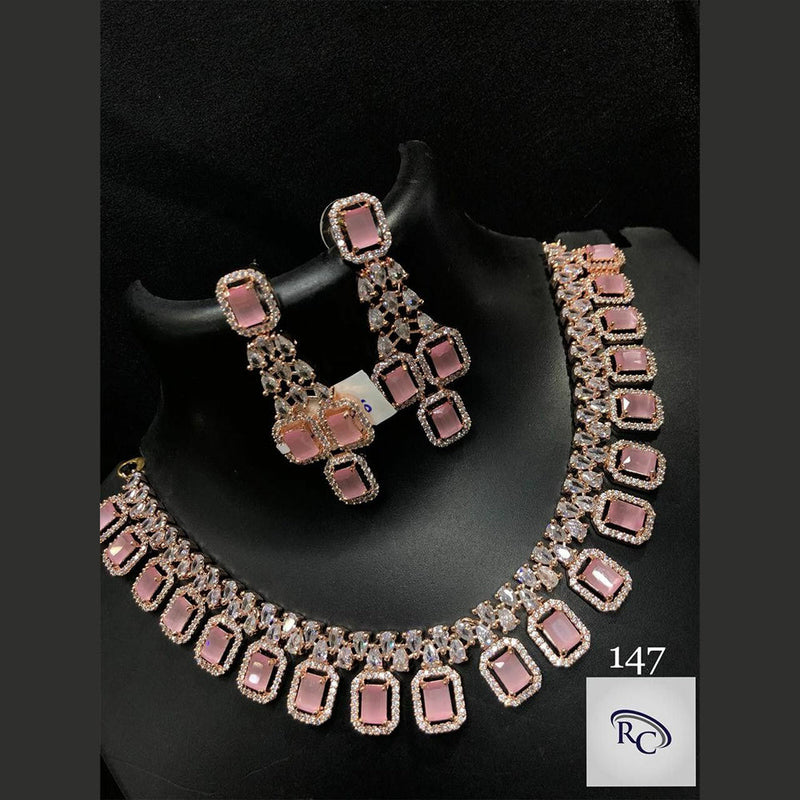 Manisha Jewellery Rose Gold Plated AD Necklace Set