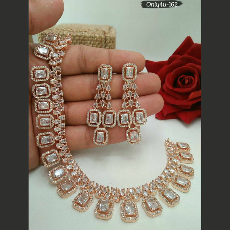 Manisha Jewellery Rose Gold Plated AD Necklace Set