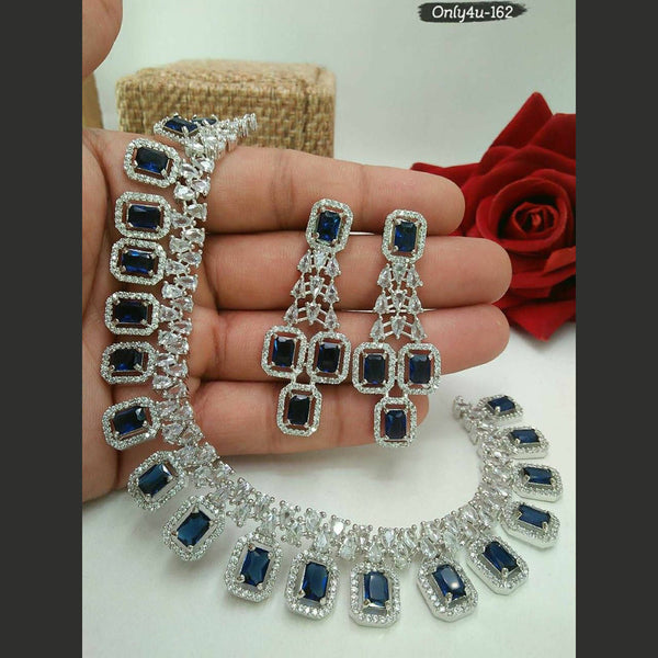 Manisha Jewellery AD Stone Silver Plated Necklace Set