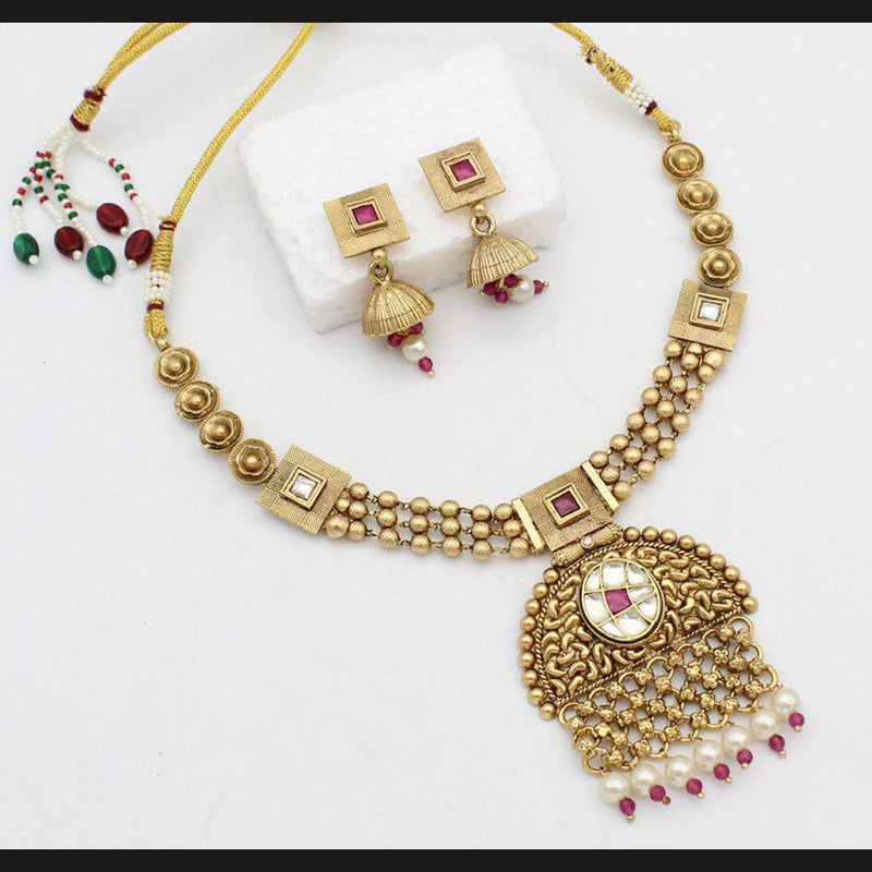 Manisha Jewellery Gold Plated Kundan Necklace Set