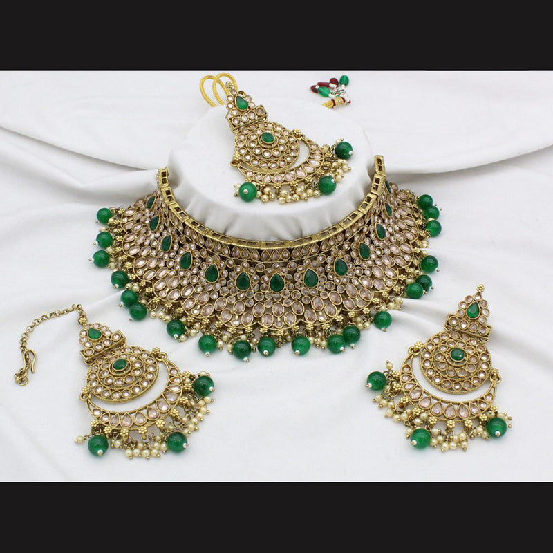 Manisha Jewellery  Gold Plated Crystal Stone Necklace Set