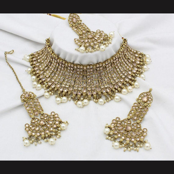 Manisha Jewellery  Gold Plated Crystal Stone Necklace Set