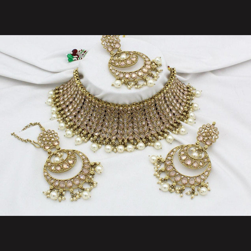 Manisha Jewellery  Gold Plated Crystal Stone Necklace Set