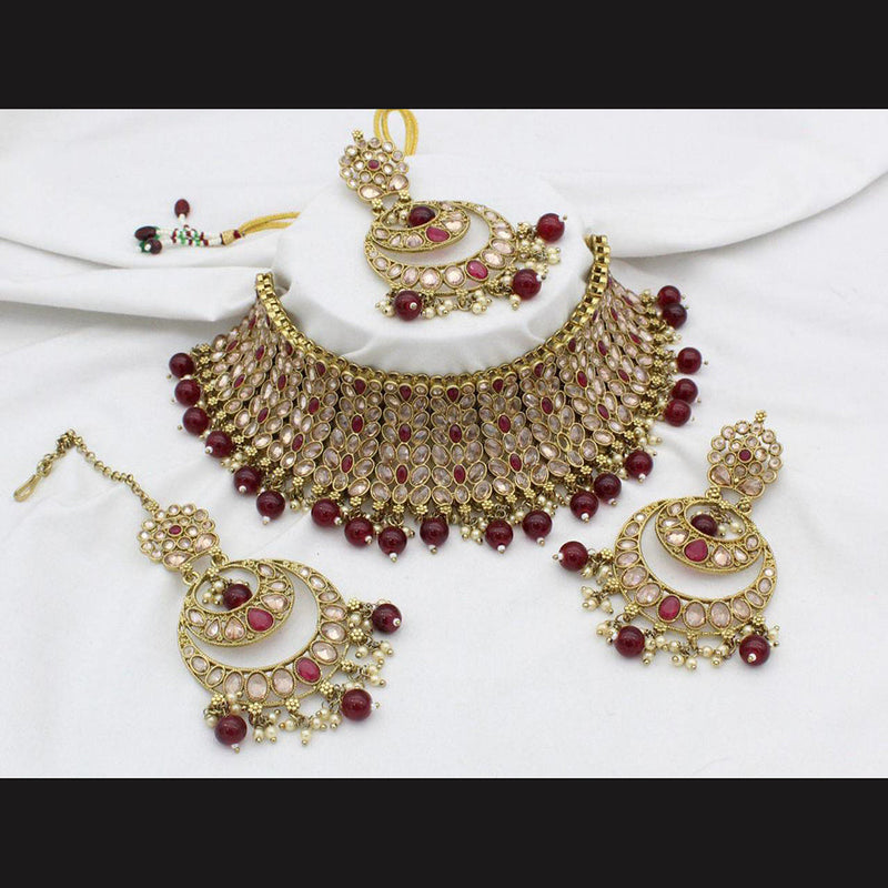 Manisha Jewellery  Gold Plated Crystal Stone Necklace Set