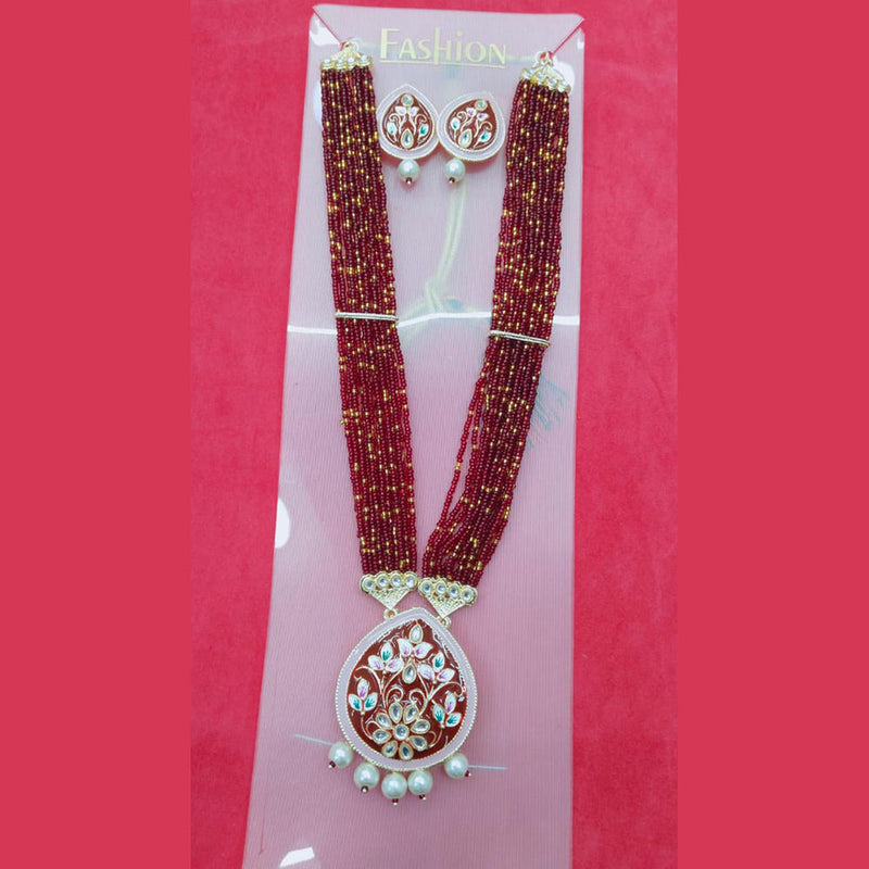 Manisha Jewellery Gold Plated Meenakari Long Necklace Set