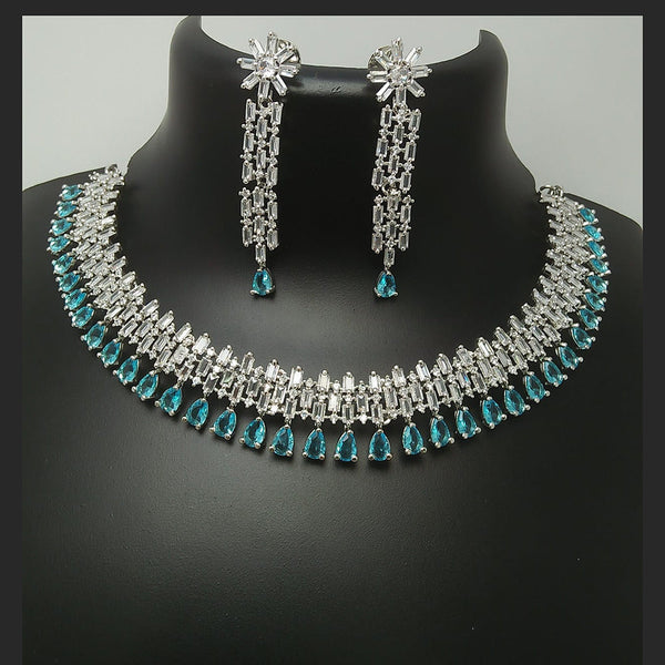 Manisha Jewellery Silver Plated AD Necklace Set