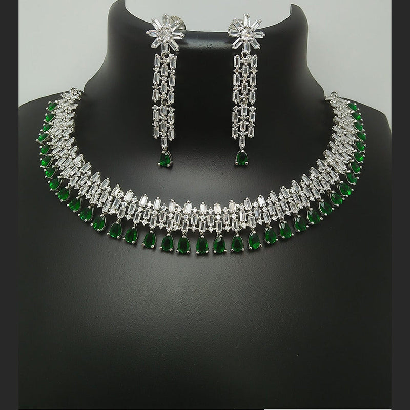 Manisha Jewellery Silver Plated AD Necklace Set