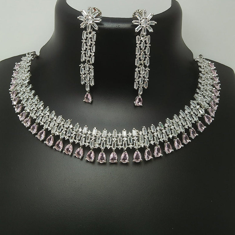 Manisha Jewellery Silver Plated AD Necklace Set