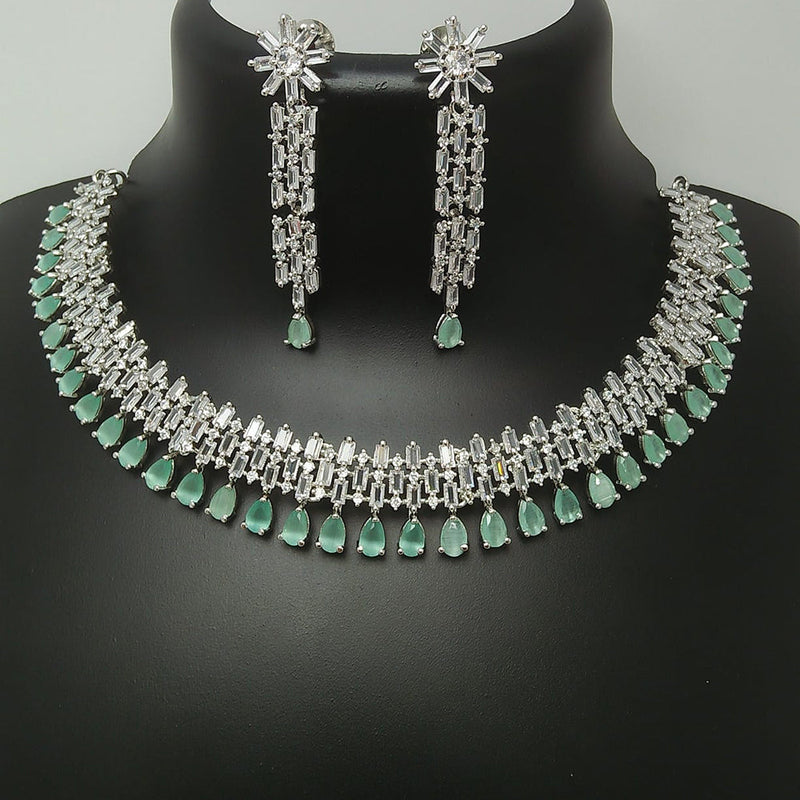 Manisha Jewellery Silver Plated AD Necklace Set