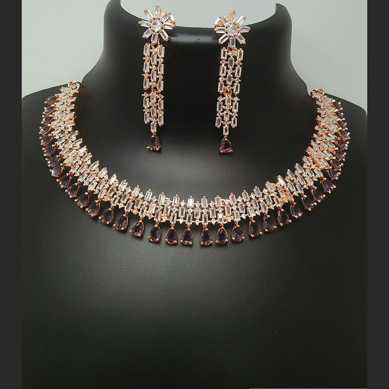 Manisha Jewellery Rose Gold Plated AD Necklace Set