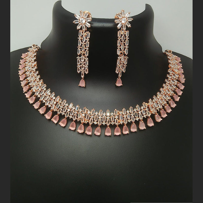 Manisha Jewellery Rose Gold Plated AD Necklace Set