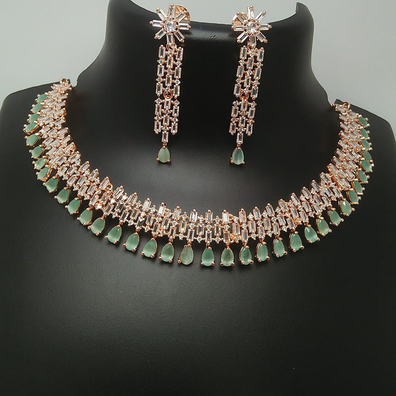 Manisha Jewellery Rose Gold Plated AD Necklace Set