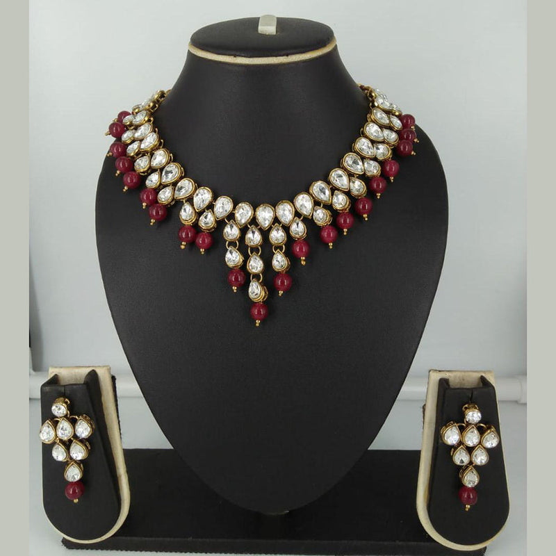 Manisha Jewellery  Gold Plated Crystal Stone Necklace Set