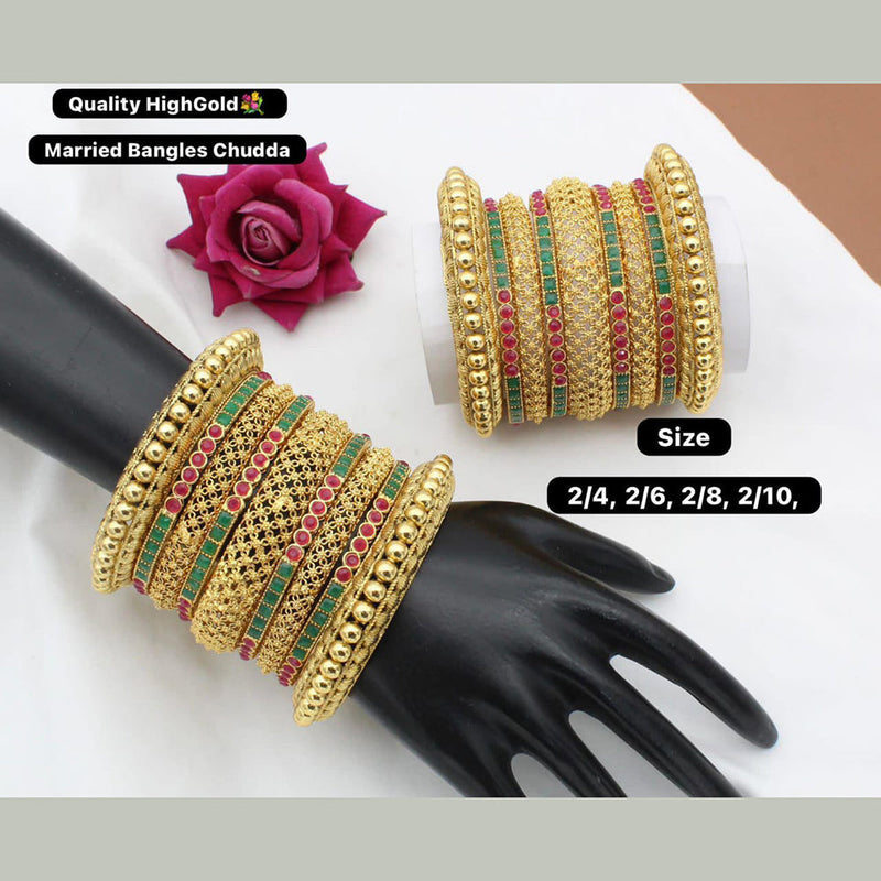 Manisha Jewellery Gold Plated Pota Stone Bangles Set