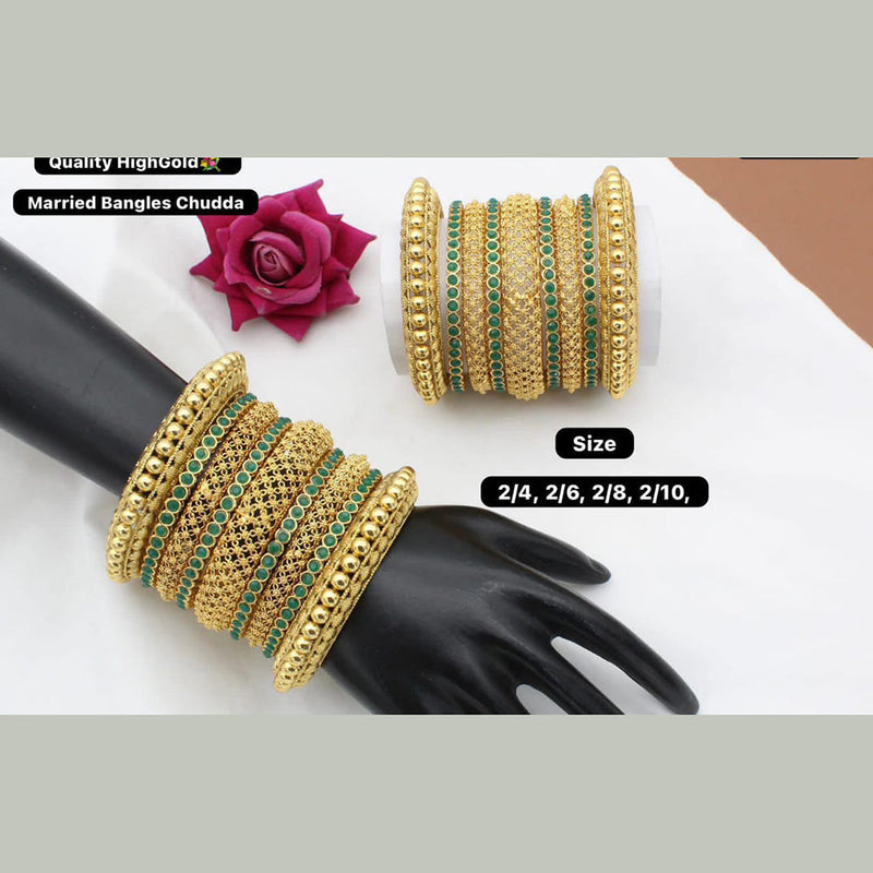 Manisha Jewellery Gold Plated Pota Stone Bangles Set