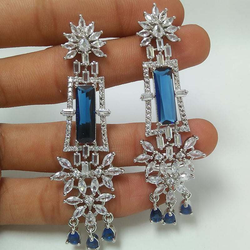 Manisha Jewellery Silver Plated AD Dangler Earrings