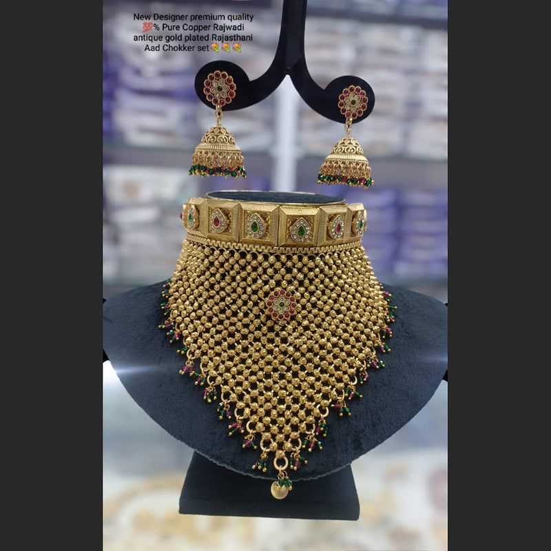 Manisha Jewellery Gold Plated Rajwadi Choker Necklace Set