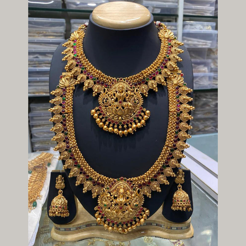 Manisha Jewellery Gold Plated Temple Double Necklace Set