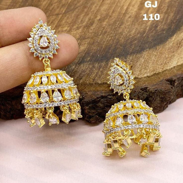 Manisha Jewellery Gold Plated AD Jhumki Earrings