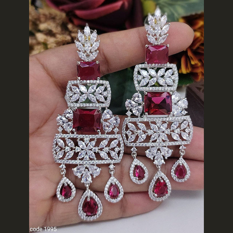 Manisha Jewellery Silver Plated AD Dangler Earrings