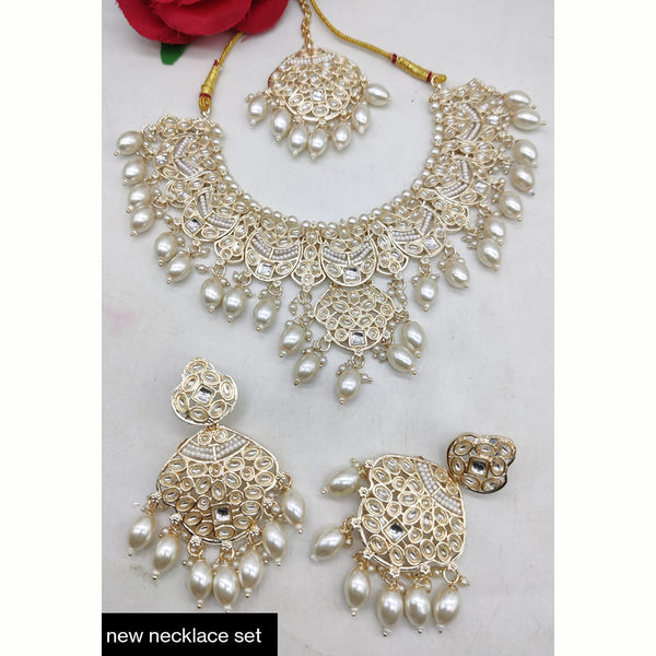 Manisha Jewellery Gold Plated Beads and Crystal Necklace Set
