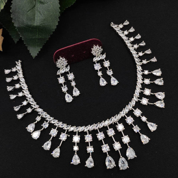 Manisha Jewellery Silver Plated AD Necklace Set