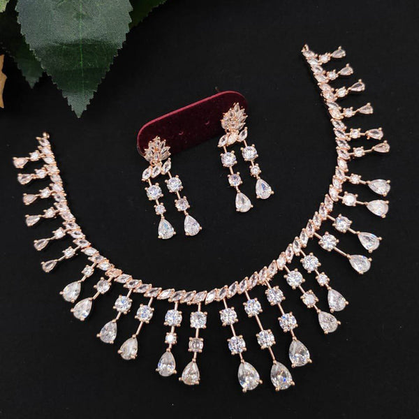 Manisha Jewellery Rose Gold Plated AD Necklace Set