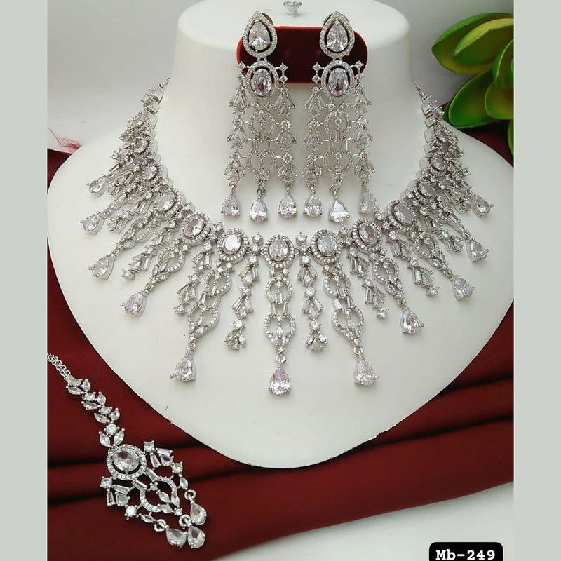 Shop Kriaa Silver Plated Necklace Set With Bracelet