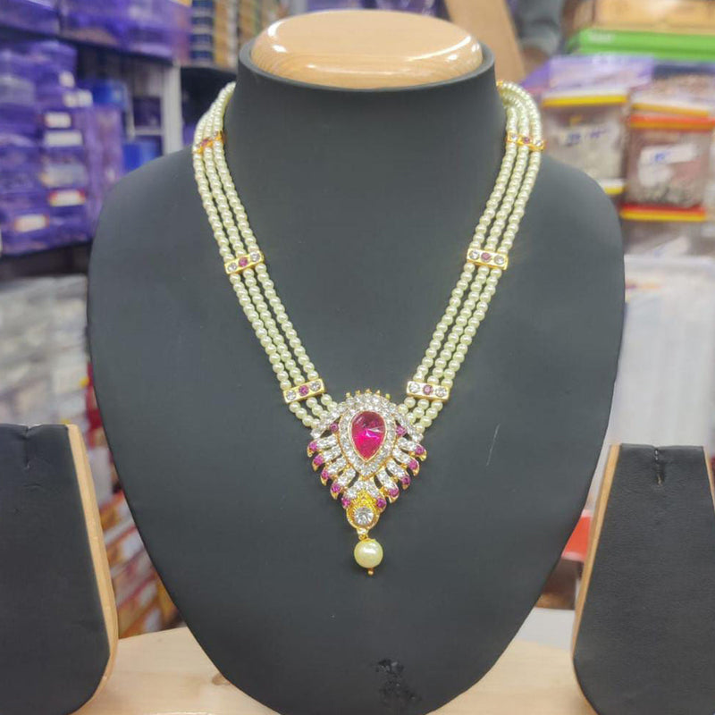Manisha Jewellery Gold Plated Pearls Long Necklace Set
