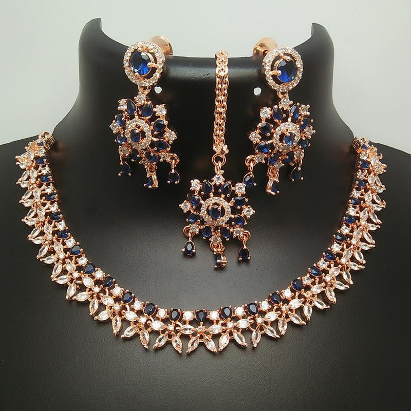 Manisha Jewellery Rose Gold Plated AD Necklace Set