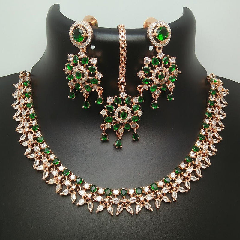 Manisha Jewellery Rose Gold Plated AD Necklace Set