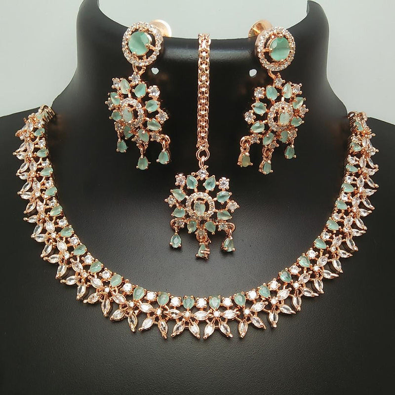 Manisha Jewellery Rose Gold Plated AD Necklace Set