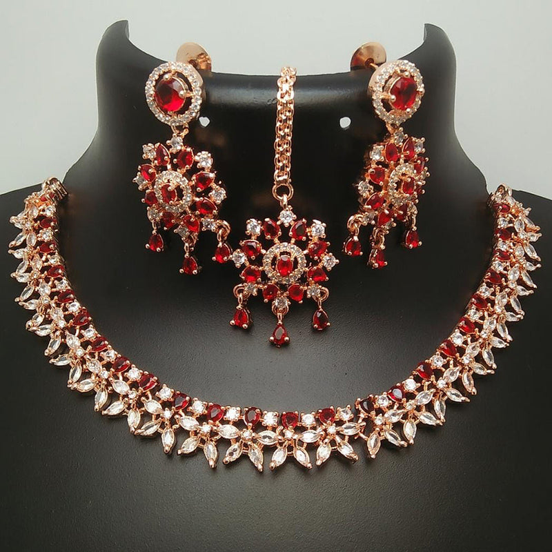 Manisha Jewellery Rose Gold Plated AD Necklace Set