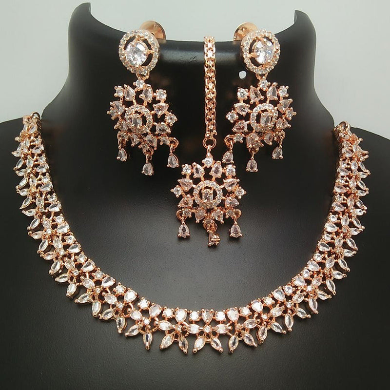 Manisha Jewellery Rose Gold Plated AD Necklace Set